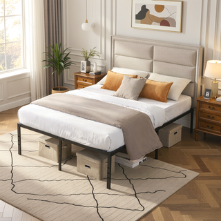 Sunvega Heavy Duty Twin Size Metal Bed Frame with Reinforced Steel Slats