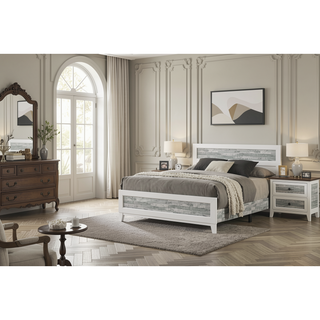 Sunvega Modern Contemporary Style King Panel Bed with Tall Headboard and Footboard