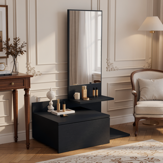 Sunvega Vienna 23.6" Wide Floating Mirror Console Table with 3-Tier Shelf