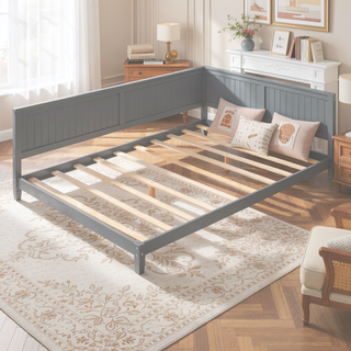 Sunvega Classic Mid-Century Modern Wood Daybed Sofa Bed with Backrest and Armrest