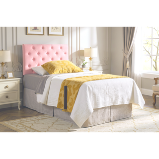 Sunvega Pink Faux Leather Tufted Panel Headboard with Adjustable Height