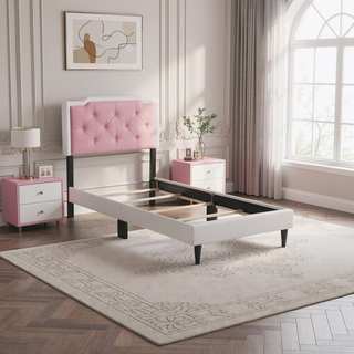 Sunvega Twin Bed Frame in Crisp White for Compact Living Areas