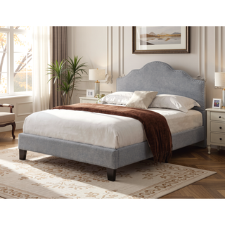 Sunvega Light Gray Queen Size Upholstered Bed with Transitional Style