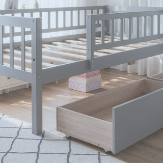 Sunvega Twin Size Daybed with Two Drawers Made of Solid Pine Wood