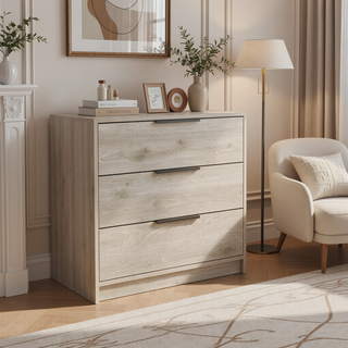 Sunvega Kaia 3 Drawer Dresser with Open Display Top and Large Storage