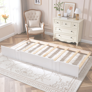 Sunvega Full Size Daybed with Twin Trundle Solid Wood Frame for Living Room