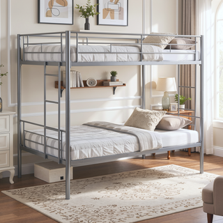 Sunvega Metal Bunk Bed with Trundle for Modern Space Saving Bedroom