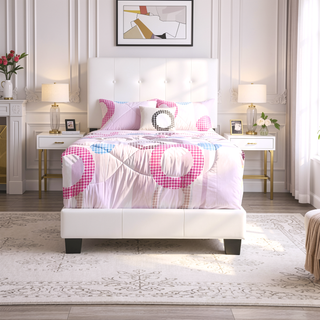 Sunvega Twin Bed Frame in Crisp White for Compact Living Areas