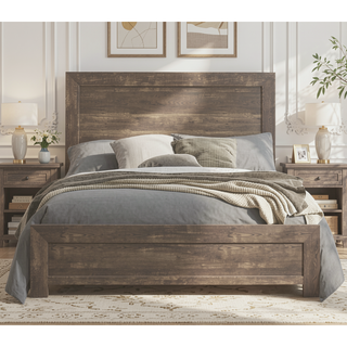 Sunvega Natural Finish Full Bed with Headboard Footboard and Rails