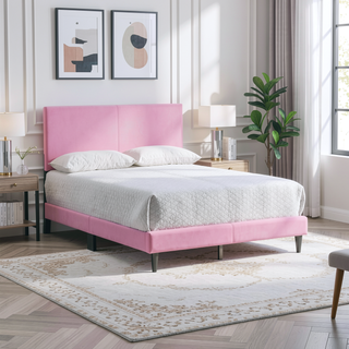 Sunvega White Faux Leather Upholstered Queen Bed with Adjustable Headboard