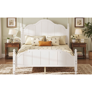 Sunvega Vintage Queen Bed Frame with Headboard and Slats Support