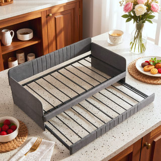 Sunvega Sturdy Metal Frame Twin Size Daybed Sofa Bed with Trundle for Living Room