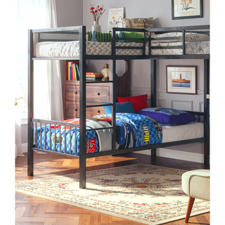 Sunvega Contemporary Silver Grey And Black Metal L-Shaped Triple Bunk Bed