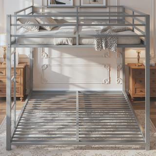 Sunvega Full over Full Metal Bunk Bed with Ladder and Guardrail for Bedroom