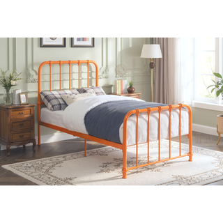 Sunvega Orange Finished Metal Twin Platform Bed Frame Ships in One Box