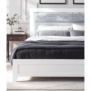Sunvega White Queen Upholstered Bed with Modern LED Accent Lighting