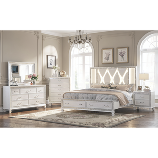 Sunvega Crystal Chest with Wood Frame and White Finish for Essentials Storage