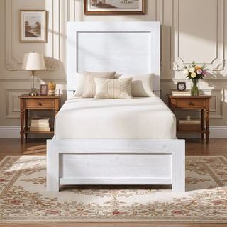Sunvega Natural Finish Full Bed with Headboard Footboard and Rails