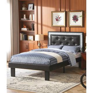 Sunvega Pink Faux Leather Upholstered Full Size Bed with Tufted Headboard