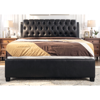 Sunvega Modern Black Queen Bed with Sleek Finish for Bedroom