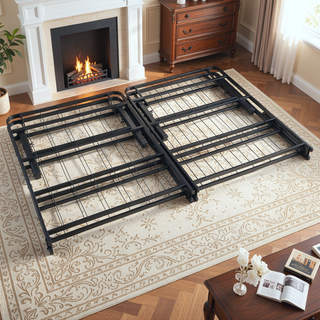Sunvega Black Powder Coated Steel Folding Queen Mattress Support Frame for Guests