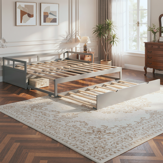 Sunvega Extending Daybed with Trundle for Spontaneous Guests from Twin to King Size