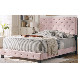 Sunvega Bright Pink Transitional Full Bed with Sturdy Build for Assembly