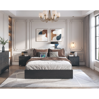 Sunvega Queen Storage Bed Frame with Headboard Charging Station and 4 Drawers