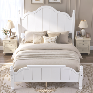 Sunvega Vintage Queen Bed Frame with Headboard and Slats Support