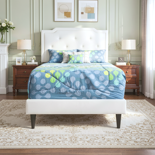 Sunvega Twin Bed Frame in Crisp White for Compact Living Areas