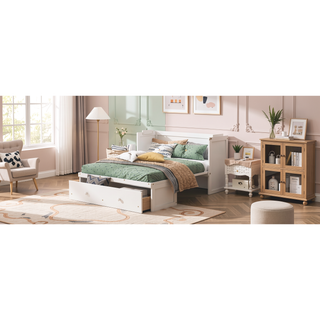 Sunvega Espresso Full Size Murphy Bed with USB Port and Large Drawer for Space Saving