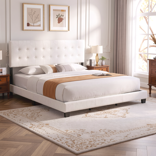 Sunvega Twin Bed Frame in Crisp White for Compact Living Areas