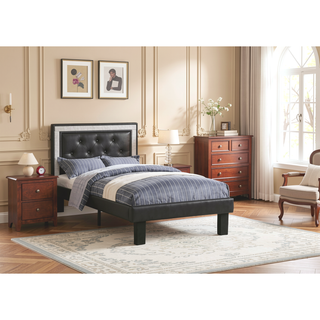 Sunvega Pink Faux Leather Upholstered Full Size Bed with Tufted Headboard