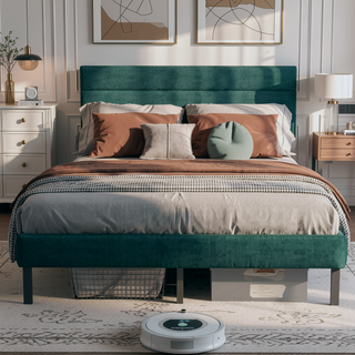 Sunvega Full Size Upholstered Platform Bed Frame With Headboard and 14'' Storage