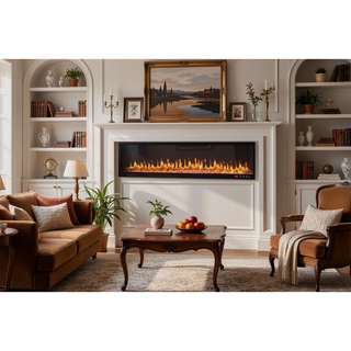 Sunvega Queen Size Upholstered Bed with Electric Fireplace and Bluetooth Speakers in Gray Velvet