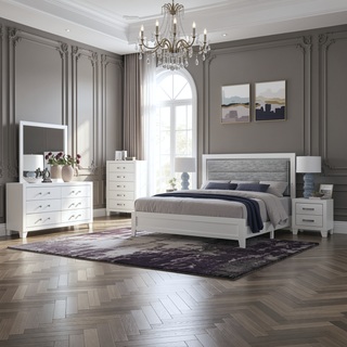 Sunvega White Queen Upholstered Bed with Modern LED Accent Lighting