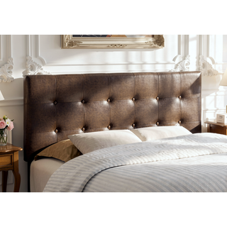 Sunvega Button Tufted Upholstered Brown Leather Look Headboard for Full Size Bed