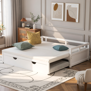 Sunvega Extending Daybed with Trundle for Spontaneous Guests from Twin to King Size
