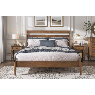 Sunvega Transitional Chestnut Finish Wood Frame Full Platform Bed in a Box