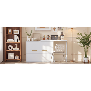 Sunvega Twin Size Murphy Cabinet Bed with Adjustable Desk and Foldable Cushion