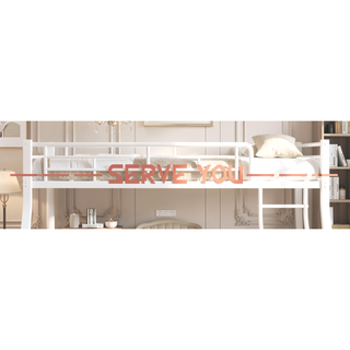 Sunvega Sturdy Metal Twin over Twin Bunk Bed with Safety Guardrail and Noise Reduced
