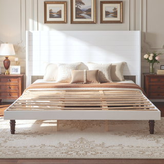 Sunvega Stylish High Headboard Bed with 54 Inch Design for Reading and Relaxing