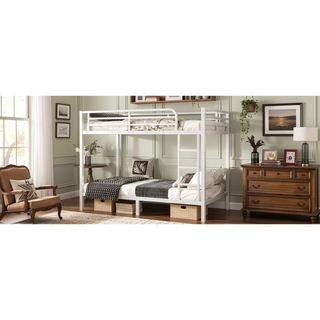 Sunvega Metal Full over Full Bunk Bed for Teens and Adults with Noise Reduction and Storage