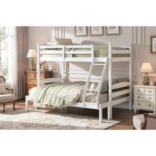 Sunvega Twin over Twin Bunk Bed with Guard Rails in Black Finish