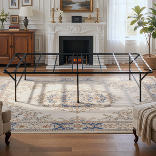 Sunvega Black Powder Coated Steel Folding Queen Mattress Support Frame for Guests