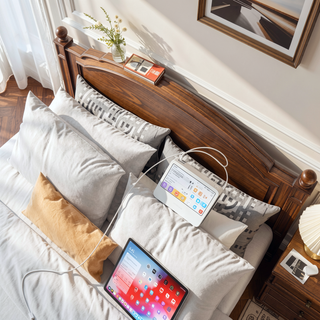 Sunvega Full Size Bed Frame with Storage Headboard and Charging Station Outlets