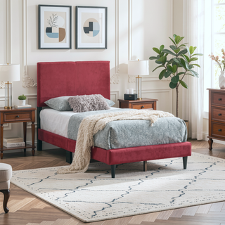 Sunvega White Faux Leather Upholstered Queen Bed with Adjustable Headboard