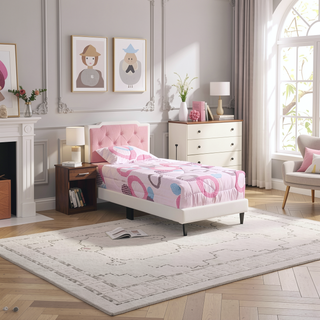 Sunvega Twin Bed Frame in Crisp White for Compact Living Areas