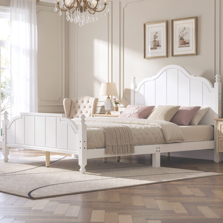 Sunvega Vintage Queen Bed Frame with Headboard and Slats Support