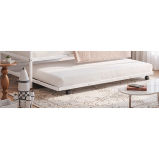 Sunvega Contemporary Black Metal Twin Daybed With Trundle and Full Frame